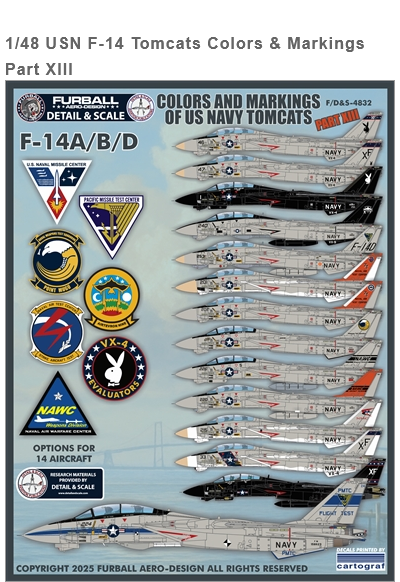 Furball 1/48 decals USN F-14 Tomcats Colors & Markings Part XIII Furball 1/48 decals USN F-14 Tomcats Colors & Markings Part XIII