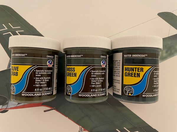 Woodland Scenics Water Undercoat 6pk bundle Moss & Hunter Green Olive Drab 4oz Woodland Scenics Water Undercoat 6pk bundle Moss & Hunter Green Olive Drab 4oz