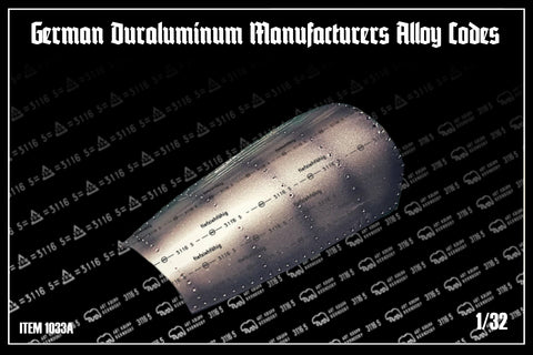 Uschi - German Duraluminum Manufacturers Alloy Codes (decals) - #1033A