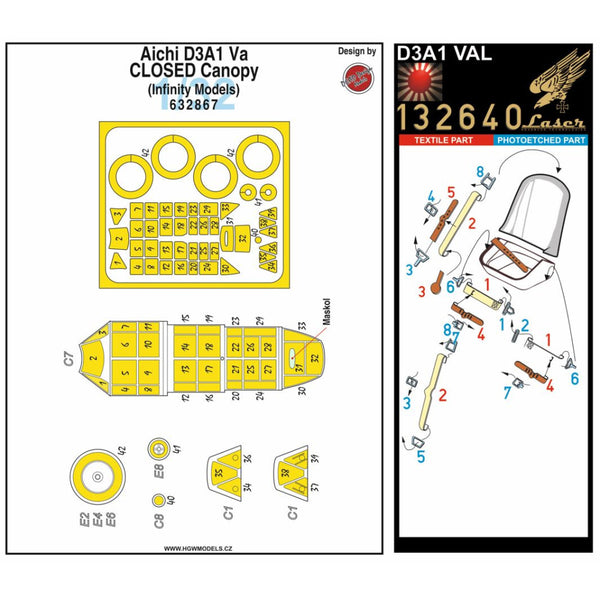 HGW 1/32 D3A1 VAL CLOSED CANOPY Basic Line combo pack for Infinity Models 132846 HGW 1/32 D3A1 VAL CLOSED CANOPY Basic Line combo pack for Infinity Models 132846