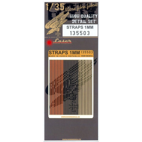 HGW 1/35 scale Straps 1mm - Belts, No Buckles - 135503