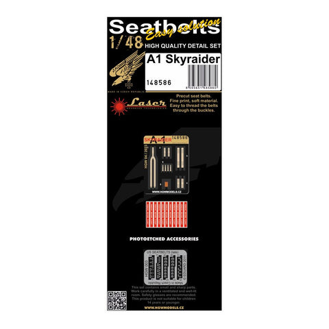 HGW 1/48 scale A1 Skyraider fabric seatbelts and PE buckles - 148586
