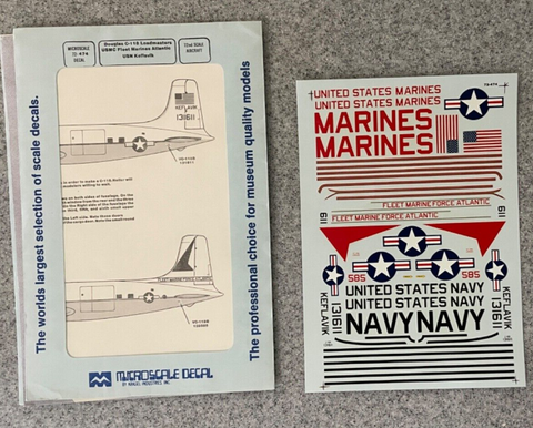 Microscale Decals 1:72 C-118B Loadmaster USMC USN for Heller 72-474