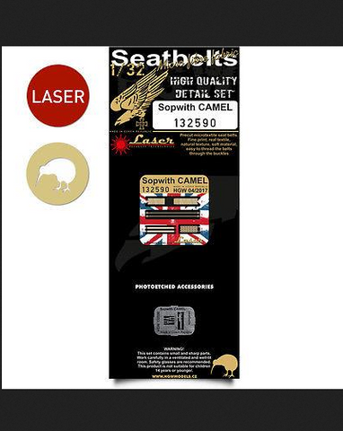 HGW 1/32 Seatbelts set w/PE buckles for Sopwith Camel by Wingnut Wings - 132590