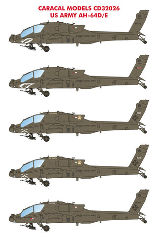 Caracal Models 1/35 decal CD32026 US Army AH-64D/E Apache for Takom