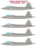 Caracal 1/72 decal CD72138 - F-22 Raptor - Part 1 for the Hasegawa kit