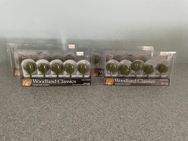 Woodland Scenics Ready Made Trees 4 pack Bundle - Waters Edge & Early Light Woodland Scenics Ready Made Trees 4 pack Bundle - Waters Edge & Early Light