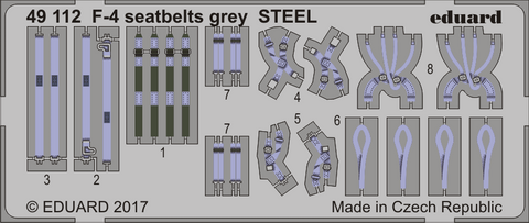 Eduard 1/48 photoetch 49112 - for F-4 seatbelts grey STEEL