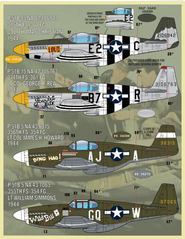 Furball 1/48 decals Colors and Markings of P-51 Part II - FDS4835 14 options