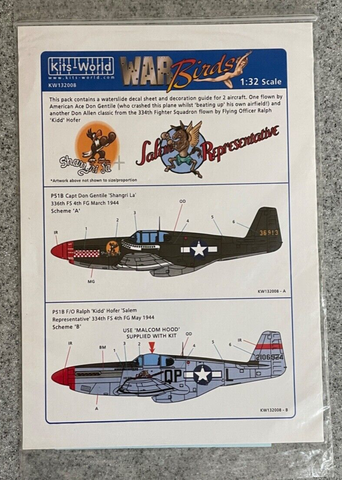 1:32 Kits World Decals KW132008 P-51 Mustang for Trumpeter or Revell
