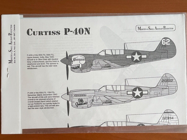 MSAP Decals 1:48 #4849 Curtiss P-40 N Warhawk for Hasegawa Eduard etc MSAP Decals 1:48 #4849 Curtiss P-40 N Warhawk for Hasegawa Eduard etc