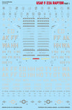 Caracal 1/72 decal CD72138 - F-22 Raptor - Part 1 for the Hasegawa kit