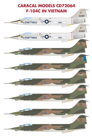 Caracal 1/72 decals Air Force F-104C in Vietnam - CD72064