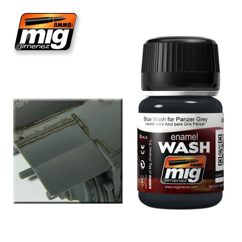 Blue Wash for Panzer Grey - 35ml jar - A.MIG-1006 Ammo Mig Jimenez