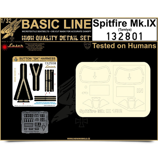 HGW Basic Line 1/32 seatbelt and mask for Spitfire Mk.IX by Tamiya 132801 HGW Basic Line 1/32 seatbelt and mask for Spitfire Mk.IX by Tamiya 132801