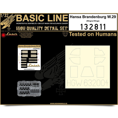 HGW Basic Line 1/32 seatbelt & mask Hansa-Brandenburg W.29 Wingnut Wings 132811