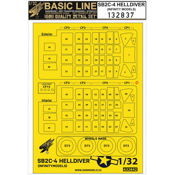 HGW 1/32 scale SB2C-4 Helldiver Masks & Wet Transfers Infinity Models - 132837 HGW 1/32 scale SB2C-4 Helldiver Masks & Wet Transfers Infinity Models - 132837