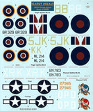 Icarus 1/72 decal Greek WWII Allied Aces - Supermarine Spitfires #72017