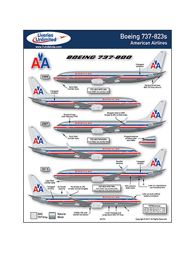 Fundekals 1/144 scale decals Boeing 737-823s American Airlines - 44-014