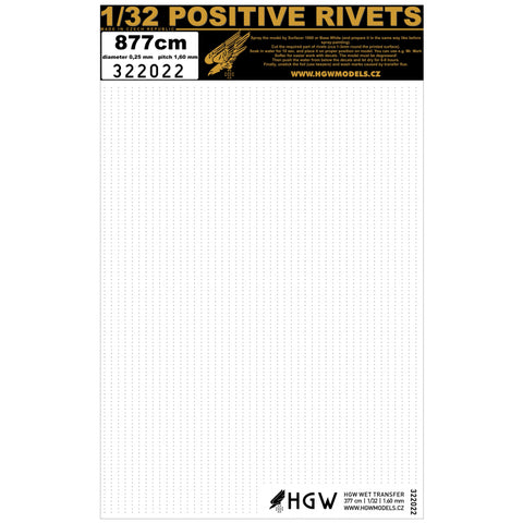 HGW 1/32 Scale Positive Rivets 877cm - pitch 1,60mm - 322022