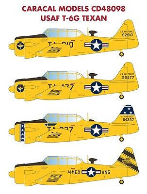 Caracal 1/48 Decal USAF T-6G Texan - CD48098 Caracal 1/48 Decal USAF T-6G Texan - CD48098