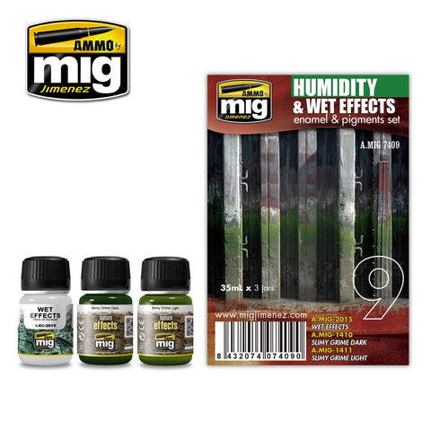 Ammo Mig Jimenez 3 jars 35mL each HUMIDITY AND WET EFFECTS ENAMEL SET - AMIG7409