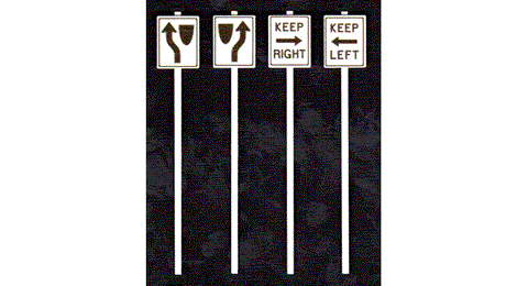 Tichy Train Group #2067 O Scale Keep Left & Right Signs - 8 pcs