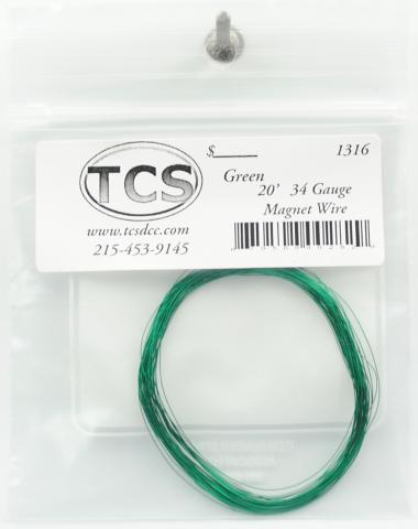 TCS #1316 Green Magnet Wire 20-Feet 34AWG.