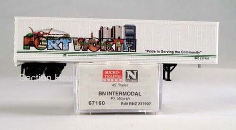 Micro Trains 67160 N Box Van Trailer Burlington Northern BNZ 237907 FT WORTH