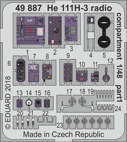 Eduard 1/48 photoetched detail for He 111H-3 radio compartment by ICM - 49887