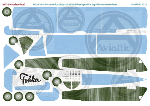 Aviattic 1/32 decals Fokker DVII early - streaked finish & blue doped linen