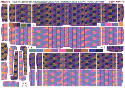 Aviattic 1/32 ATT32038 Fokker DVII 5 color lozenge factory fresh effect Wingnut