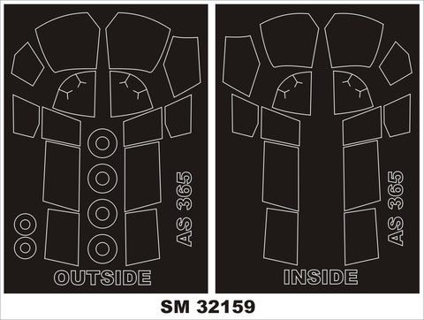 Montex 1/32 canopy masks for Trumpeter kit AS 365 Dolphin - SM32159