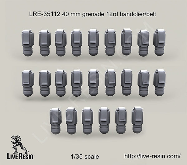 Live Resin 1/35 scale 40mm Grenade 12rd Bandolier/Belt - LRE35112 Live Resin 1/35 scale 40mm Grenade 12rd Bandolier/Belt - LRE35112
