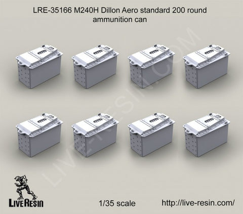 Live Resin 1/35 M240H Dillon Aero Std 200 Round Ammunition Can Set - LRE35166