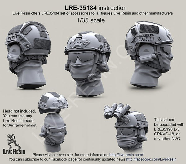 Live Resin 1/35 LRE35184 Airframe helmet without cover head Live Resin 1/35 LRE35184 Airframe helmet without cover head