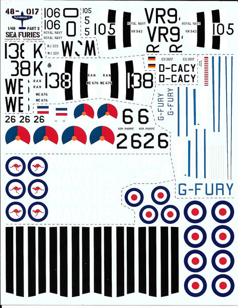 Fundekals 1/48 decals Hawker Sea Fury Royal Australian Navy markings 48017 Fundekals 1/48 decals Hawker Sea Fury Royal Australian Navy markings 48017