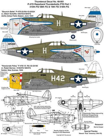 ThunderCals 1/48 P-47D Razorback #48-001 Pacific Theatre Pt1 Passionate Patsy