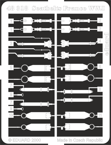 Eduard 1/48 photoetch 48318 - Seatbelts France WWI - NOS