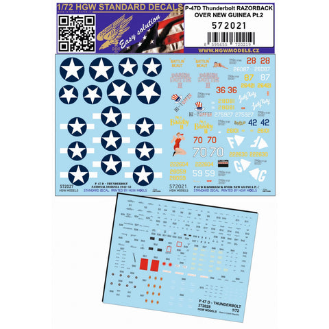 HGW 1/72 scale decals P-47D RAZORBACK OVER NEW GUINEA Pt 2 - 572021