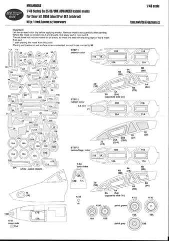 New Ware 1/48 masks Su-25 UB/UBK ADVANCED kabuki for Smer kit#0858 - NWAM0058