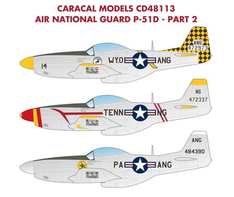 Caracal 1/48 decal Air National Guard P-51D - Part 2 for Tamiya Kit - CD48113