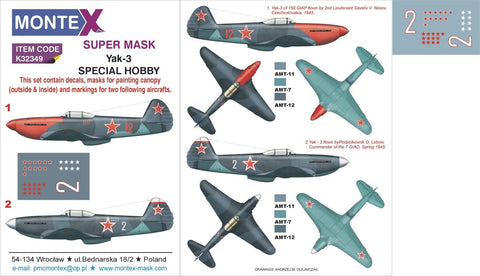 Montex 1/32 masks & markings for Yakolev Yak-3 for Special Hobby - K32349