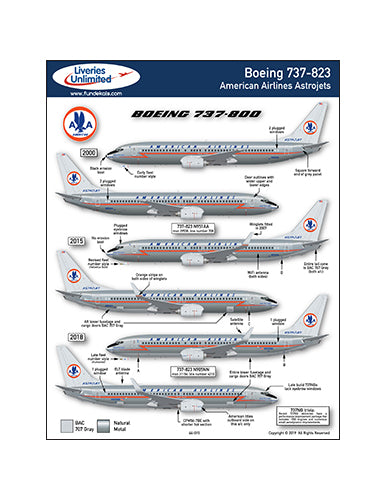Fundekals 1/144 scale decals Boeing 737-823 American Airlines Astrojets - 44-015