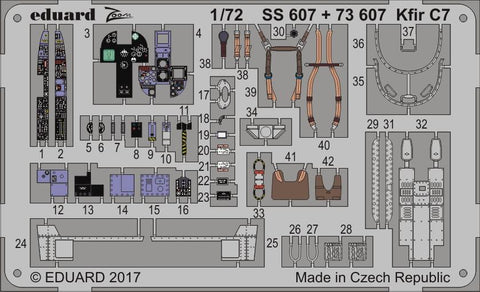 Eduard 1/72 Photoetch detail set for Kfir C7 for AMK aircraft kit - SS607