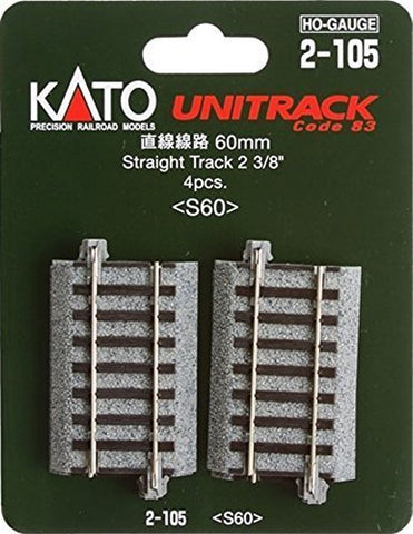 Kato #2-105 HO Gauge Unitrack 60mm 2 3/8in Straight 4pcs