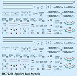 Barracuda Cals 1/72 scale decal Spitfire Later Marks Airframe stencils - BC72378