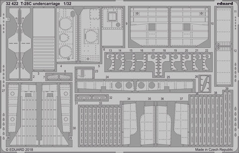 Eduard 1/32 photoetched detail set for T-28C undercarriage by Kitty Hawk - 32422