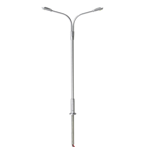 Atlas #70000154 N SCALE DOUBLE ARM STREETLIGHT, SILVER, COOL WHITE LED (3-PK)