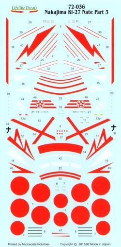 Lifelike 1/72 decal Nakajima Ki-27 Nate Pt 3 Hasegawa Type 97 Fighter 72-036 Lifelike 1/72 decal Nakajima Ki-27 Nate Pt 3 Hasegawa Type 97 Fighter 72-036